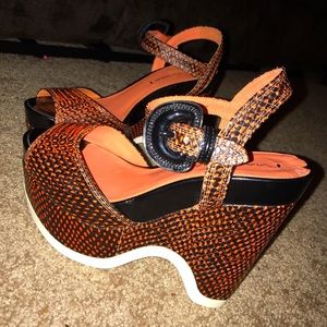 Via Spiga Orange Platform Heels